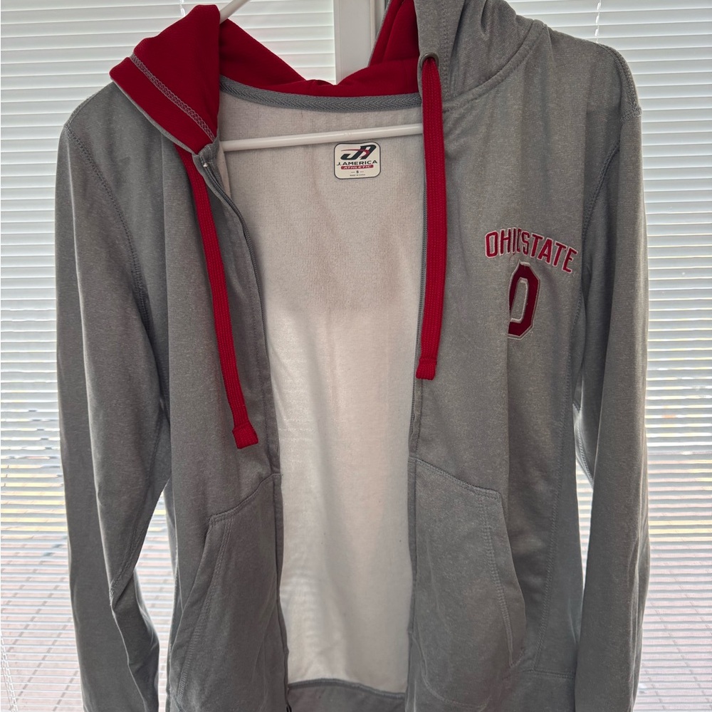 J. America Red & Gray Athletic Ohio State Hoodie - Small